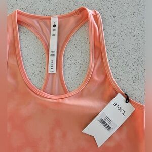 Stori. Tie-Dye Coral Racerback Challenge Tank Top